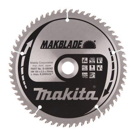 Makita  B-09042 Körfűrésztárcsa gérvágóhoz 190x20 Z60