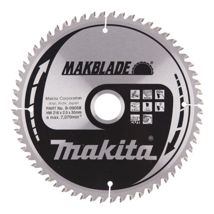 Makita  B-09058 Körfűrésztárcsa gérvágóhoz 216x30 Z60