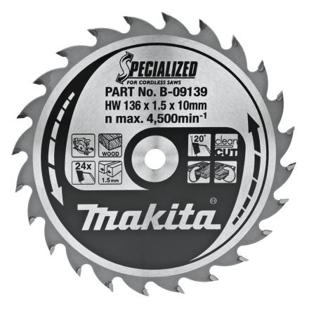 Makita  B-09139 Körfűrésztárcsa akkus 136x10 Z24