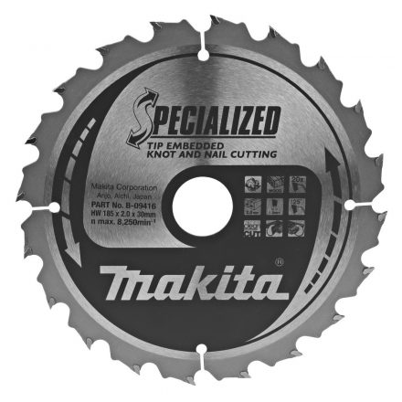 Makita  B-09416 Körfűrésztárcsa 185x30 Z2