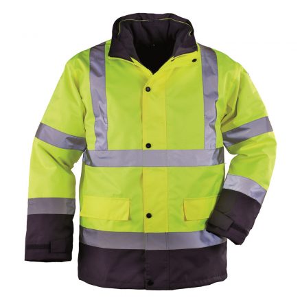 Munkavédelmi  Kabát ROADWAY 4/1 HI-VIZ XL-es jólláthatósági sárga-kék, levehető ujjak 7ROPYXL