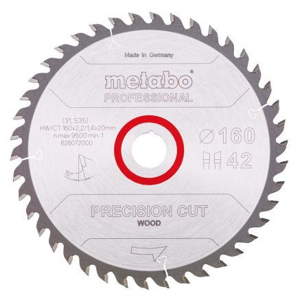 Metabo  628072000 Körfűrésztárcsa 160x20mm Z42