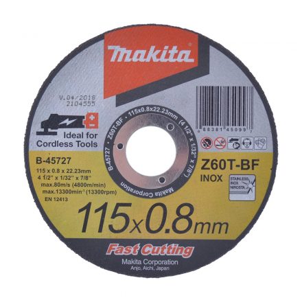 Makita  B-45727 Vágótárcsa 115x0,8x22,23mm INOX