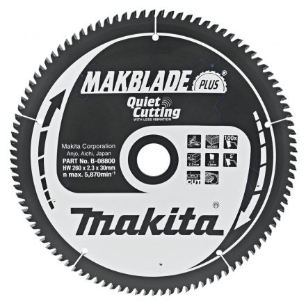 Makita  B-08800 Körfűrésztárcsa Makblade plus 260x30mm Z100