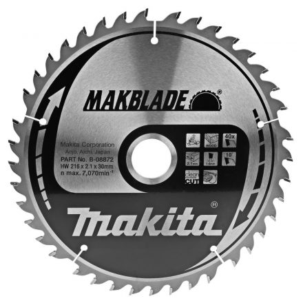 Makita  B-08872 Makblade Körfűrésztárcsa keményfémlapkás 216x30mm 40fogas FA