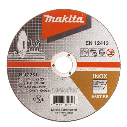 Makita  B-12251 Vágótárcsa 150x1,6x22,23mm INOX