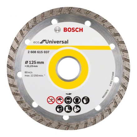 Bosch Gyémánt vágótárcsa TURBO ECO folyamatos, beton/vasbeton/tégla 125x22,23mm 2608615037