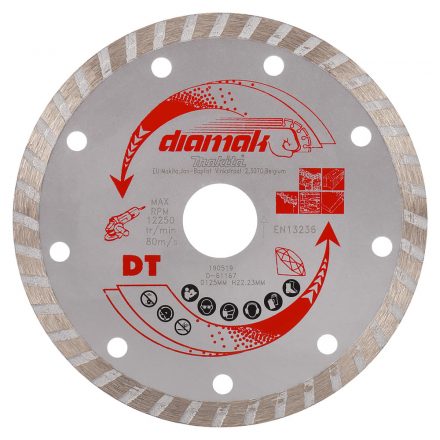 Makita  D-61167 Diamak Gyémánt vágótárcsa folyamatos, beton/vasbeton/tégla 125x22,23mm