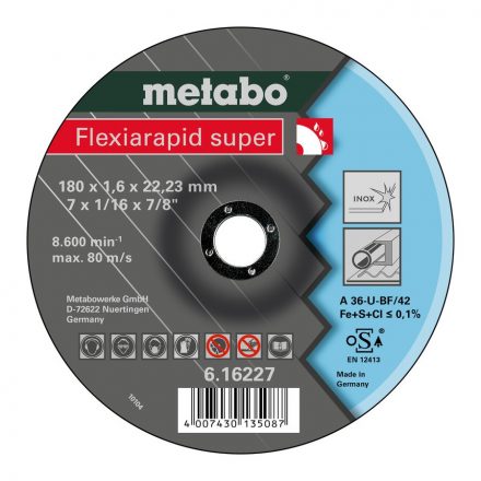 Metabo  616227000 Flexiarapid super vágótárcsa 180x1,6x22,23mm INOX/ACÉL