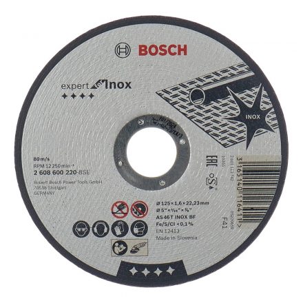 Bosch Expert for Inox Vágótárcsa 125x1,6x22,23mm INOX 2608600220