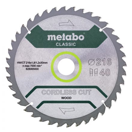 Metabo  628065000 Körfűrésztárcsa HW/CT 216x30