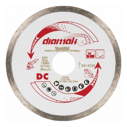 Makita  D-61189 Diamak Gyémánt vágótárcsa folyamatos, csempe/kerámia/kő 110x22,23mm