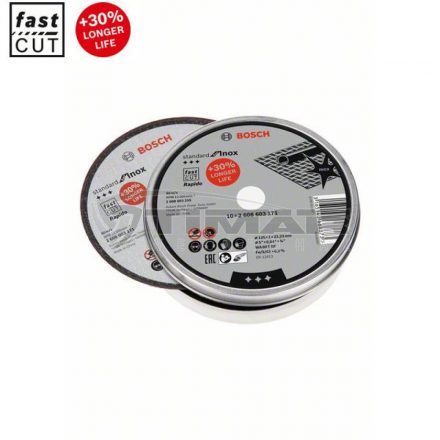 Bosch 2608603255 Vágókorong 125x1,0mm x22,23mm INOX 10db-os fémdobozos (+30% longer life)