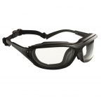 Munkavédelmi Szemüveg MADLUX 60970 víztiszta, fekete keret + szivacsbetét, gumipántos