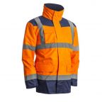 Munkavédelmi láthatósági kabát KANATA fényvisszaverő csíkkal narancs-kék S-es 7KANO