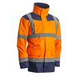 Munkavédelmi láthatósági kabát KANATA fényvisszaverő csíkkal narancs-kék M-es 7KANOM